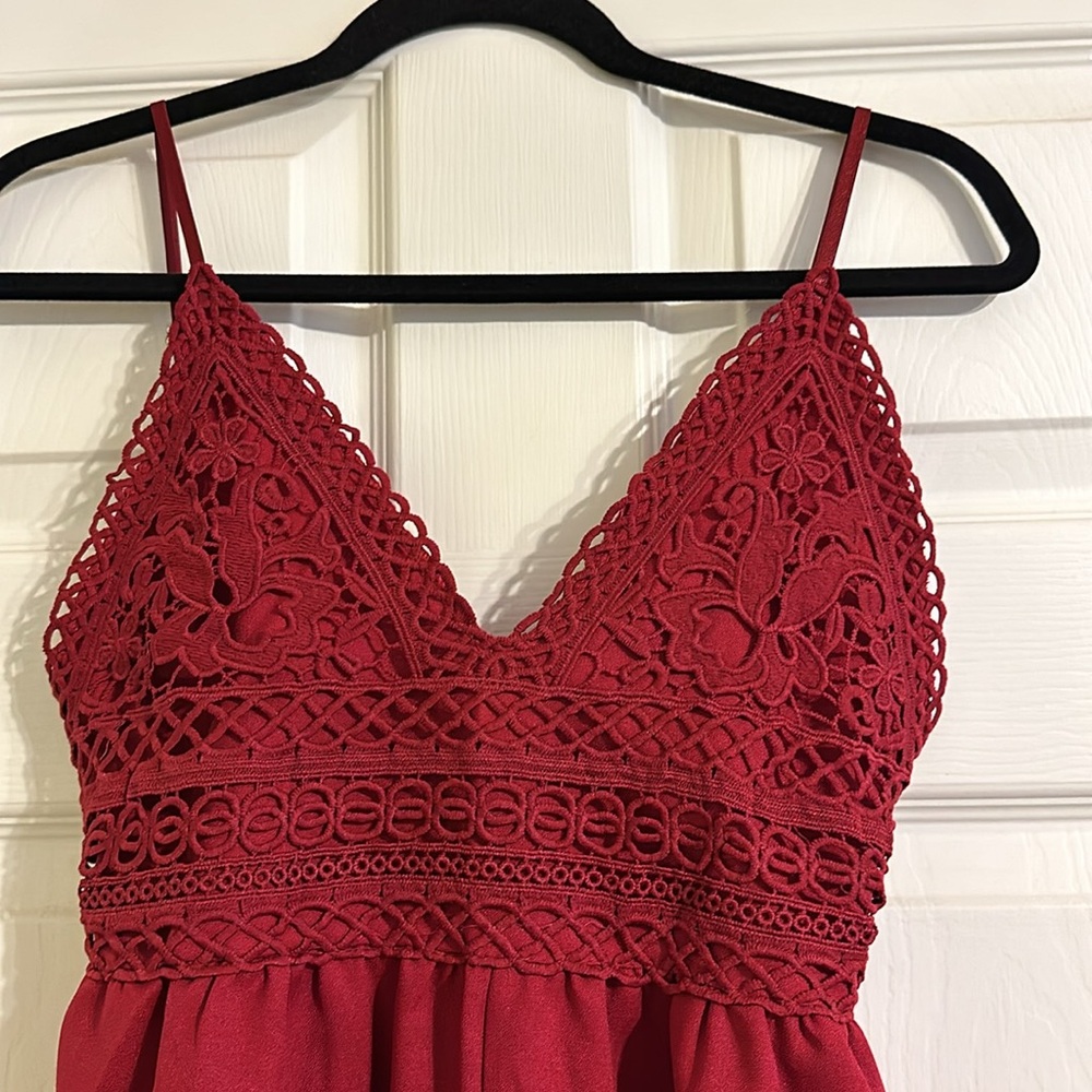 Deep Wine Red Spaghetti Strap Romper - image 2